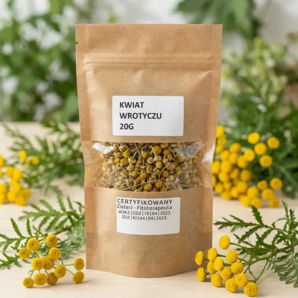 Kwiat wrotyczu suszony 20g w ekologicznym opakowaniu papierowym – certyfikowany zielarz-fitoterapeuta